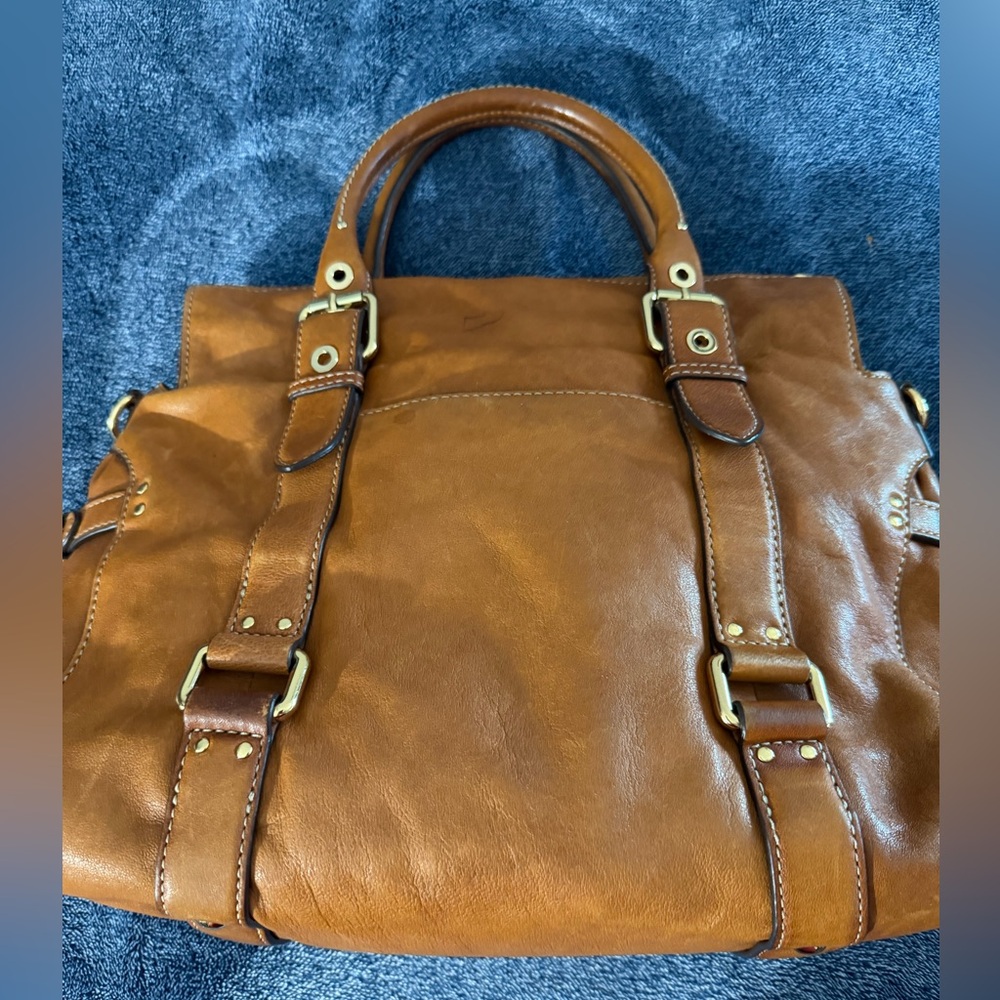Michael Kors Cognac Leather Satchel with Gold Hardware